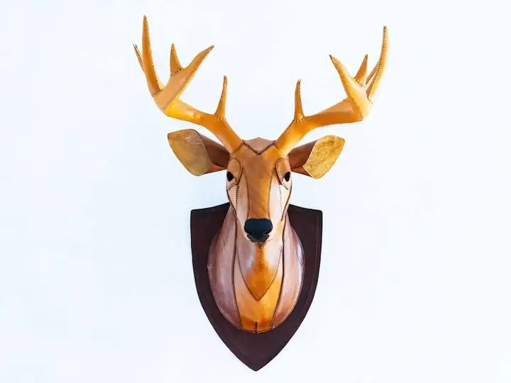Leather Deer Head Wall Mount — Photo 2