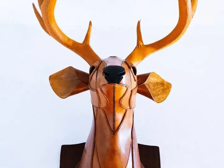 Leather Deer Head Wall Mount — Photo 3