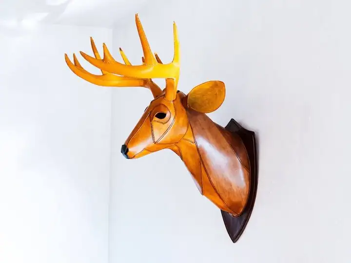Leather Deer Head Wall Mount — Photo 4