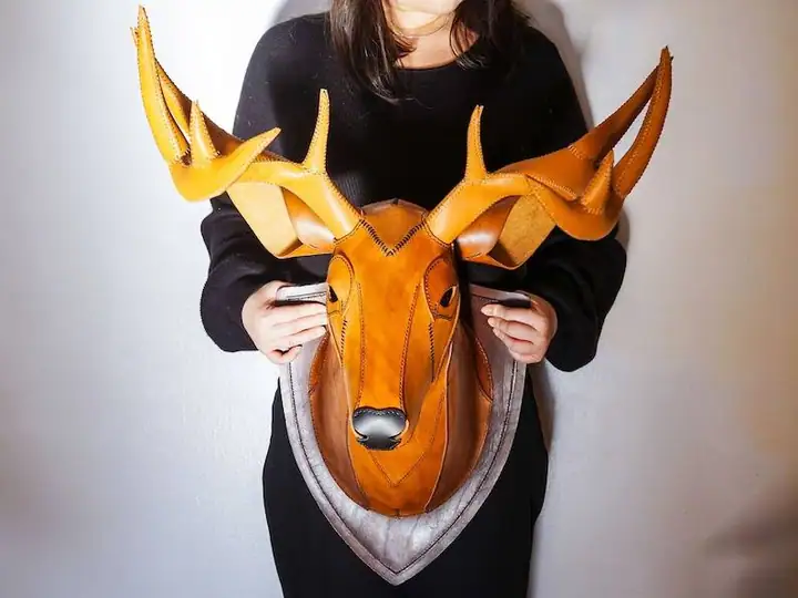 Leather Deer Head Wall Mount — Photo 5