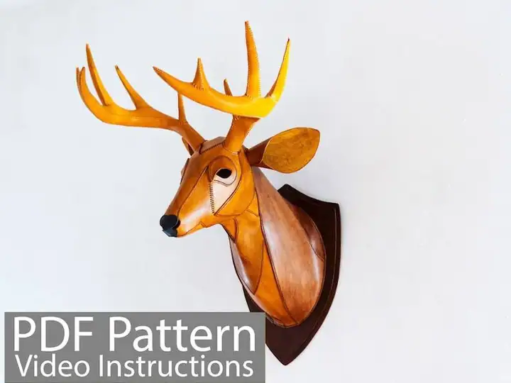 Leather Deer Head Wall Mount — Photo 6